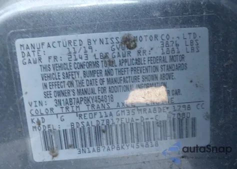 2019 Nissan Sentra Sv z USA, uszkodzony, nr VIN 3N1AB7AP8KY454818